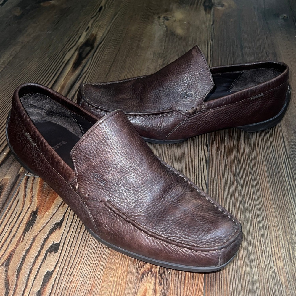 Lacoste Argon Lexi 2 Men's Brown Leather Loafers Driving Shoes 14CLM4781 Size 12